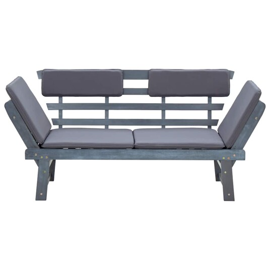 vidaXL Hagebenk med puter 2 i 1 190 cm heltre akasie grå vidaXL Hagebenk med puter 2 i 1 190 cm heltre akasie grå