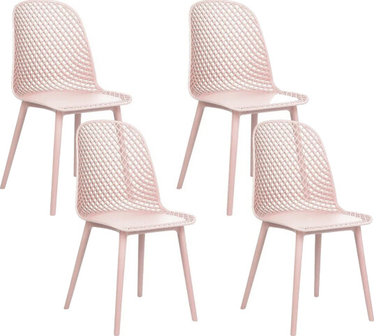 Sett med 4 spisestoler Emory - Rosa