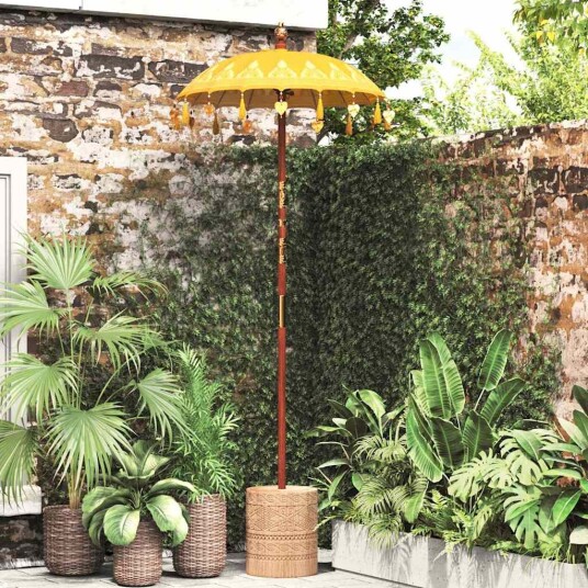 vidaXL Balinesisk Parasol Gul 125 x 125 x 260 cm