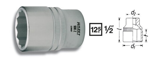 Hazet 900AZ 25,4 Mm Kromvanadium Pipenøkkelinnsats 1/2" Hazet 900AZ 25,4 Mm Kromvanadium Pipenøkkelinnsats 1/2"
