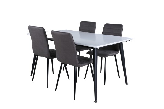 Venture Home Jimmy Spisegruppe 150 cm Rektangulær med 4 Windu Lyx Stoler Sort