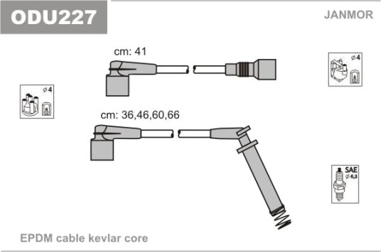 JANMOR ODU227 Tennplugg kabelsett