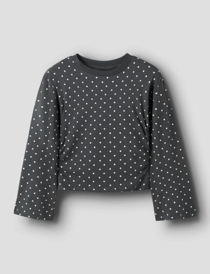 LMTD Nlfdosso Ls Rouched Short Top Black 170 176 LMTD Nlfdosso Ls Rouched Short Top Black 170 176