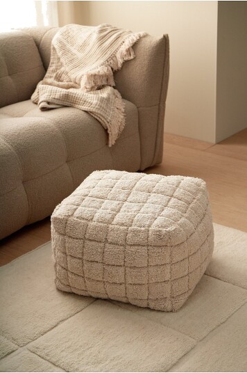 Ellos Home Puff Puff Check 59x59 cm Hvit