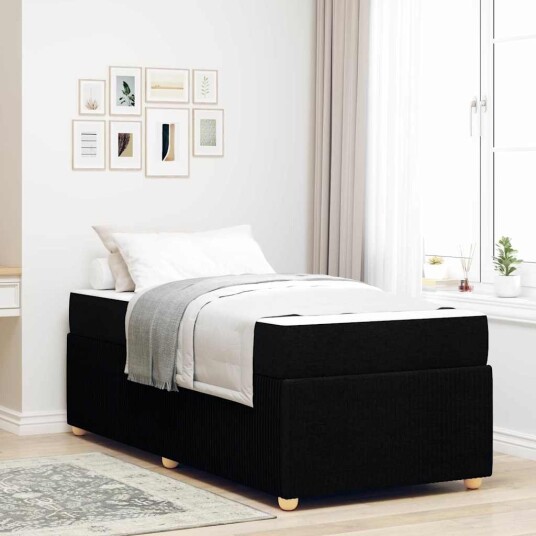 Sengestamme med madrass Svart 80 x 200 cm stoff