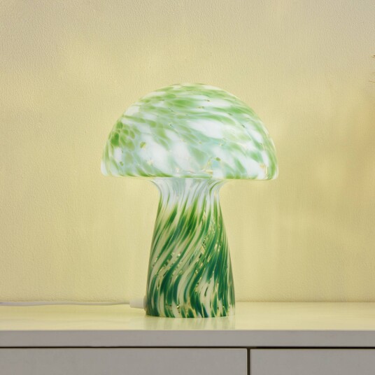 Lindby Hubi bordlampe grønn glass Ø 22 cm soppform Lindby Hubi bordlampe grønn glass Ø 22 cm soppform