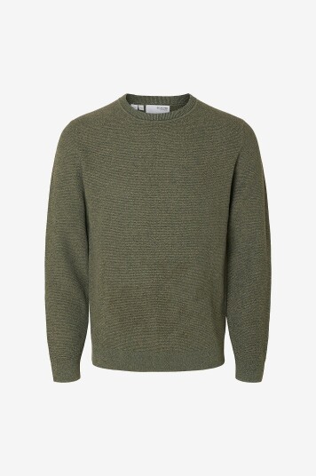 Selected Homme Genser slhRoss LS Knit Structure Crew Neck Grønn