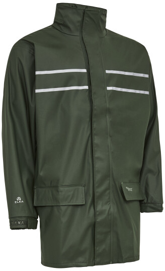 Elka Regnjakke m/refleksstriper PU 026301 oliven Str. XS