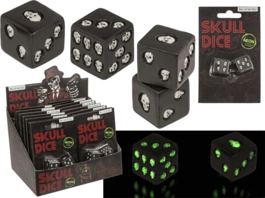 Terninger Skull Glow in the Dark 2 stk