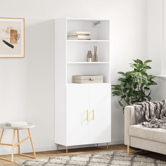 vidaXL Highboard hvit 69,5x34x180 cm konstruert tre 8720845926045