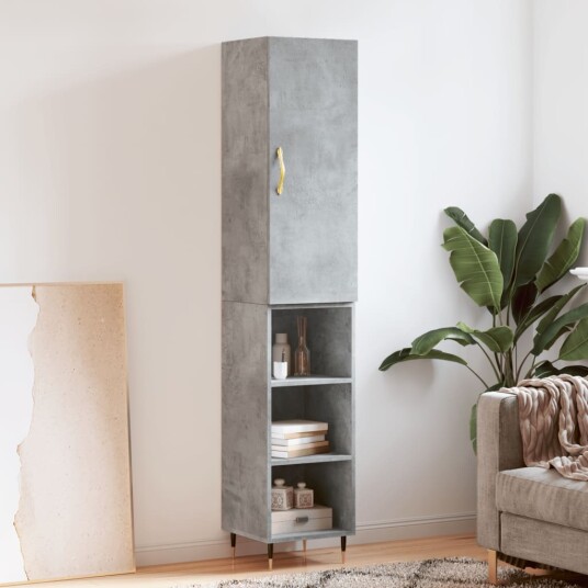 vidaXL Highboard betonggrå 34,5x34x180 cm konstruert tre 8720845483876