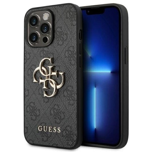 Guess Mobildeksel iPhone 14 Pro med Stor Metallogo - Grå