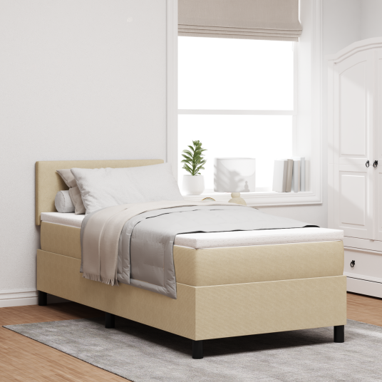 Box Spring Seng med madrass lys grønn grå 90x200 cm kordfløyel