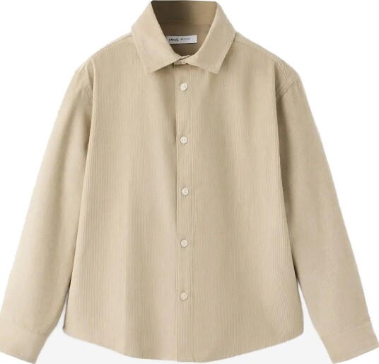 Mango 100% Cotton Corduroy Shirt LT PASTEL BROWN 6