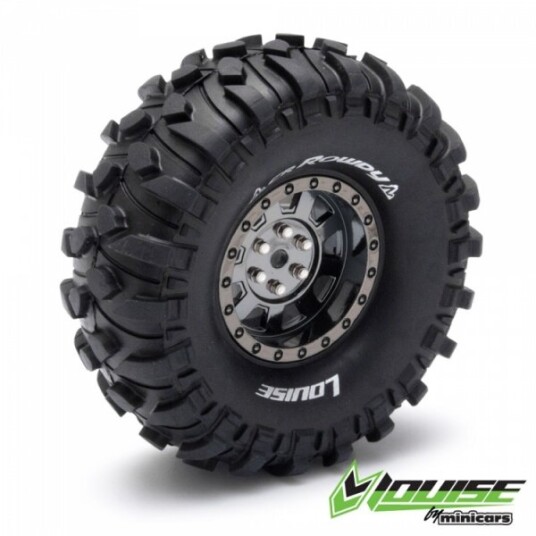 LouiseRC Tire & Wheel CR ROWDY 1.9" Black Chrome 2