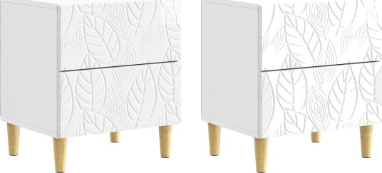  Nattbord 2 pcs Høgglans hvit 43 x 34,5 x 48 cm Konstruert tre