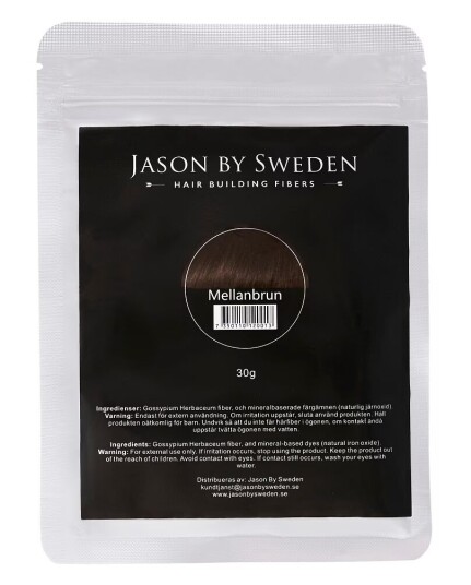 Jason By Sweden Refill Hårfibrer 30g Middels brun Jason By Sweden Refill Hårfibrer 30g Middels brun