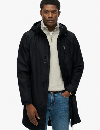 Superdry Sport Hooded Tech Fishtail Parka - Black - L Superdry Sport Hooded Tech Fishtail Parka - Black - L
