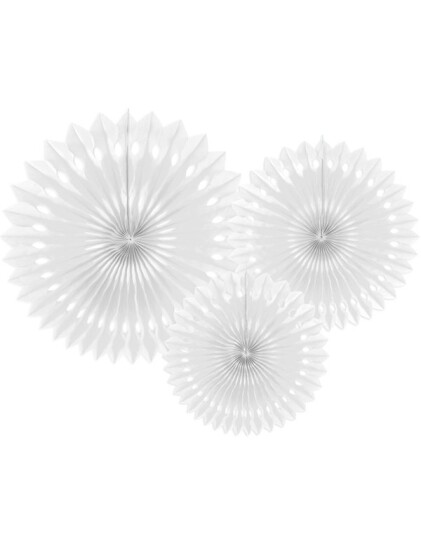 PartyDeco Papirvifte Hvit - 3-pakning