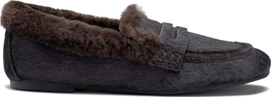 Laura Bellariva Ballerina penny loafer with fur 39 brun dame