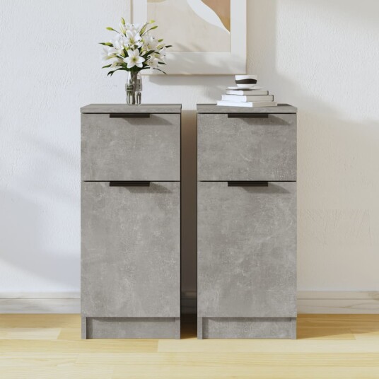 vidaXL Skjenker 2 stk betonggrå 30x30x70 cm konstruert tre vidaXL Skjenker 2 stk betonggrå 30x30x70 cm konstruert tre