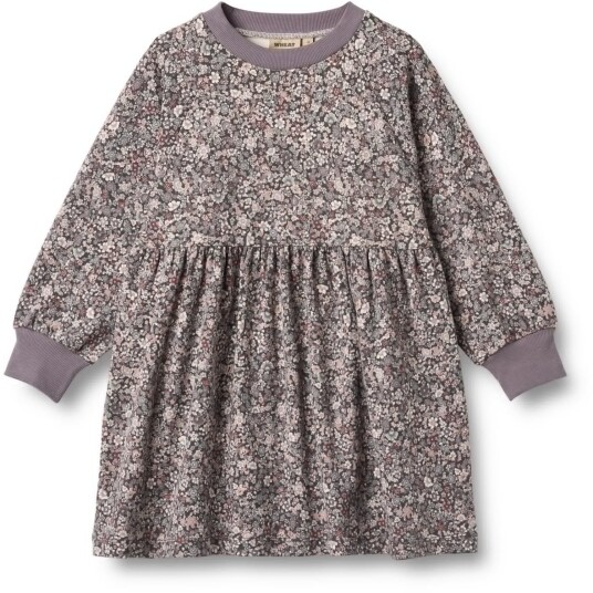 Wheat Purple Stone Flowers Jersey Kjole L/S Dorthea 5 år/110