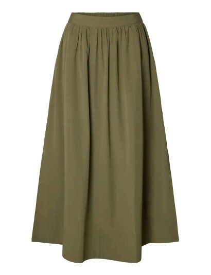 Selected Slwblair Hw Ankle Slit Skirt Noos - Khaki green - 34