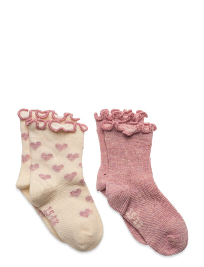 Minymo Socks W. Lettuce Hem (2-Pack) Pink 35\38 Minymo Socks W. Lettuce Hem (2-Pack) Pink 35\38