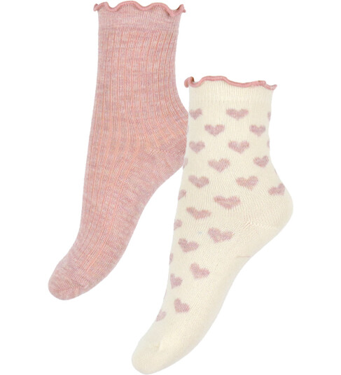 Minymo Socks W. Lettuce Hem (2-Pack) Pink 27\30 Minymo Socks W. Lettuce Hem (2-Pack) Pink 27\30