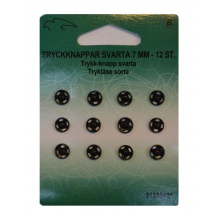 Vj Green Trykklåser trykknapper Svart 7mm 12 stk