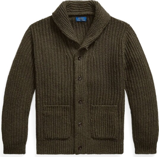 Polo Ralph Lauren Wool Blend Shawl Cardigan   OLIVE BROWN MARL   S