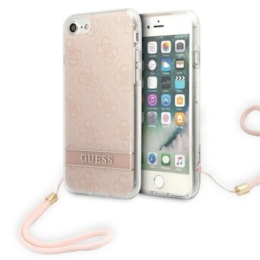 Guess Nøkkelsnøreveske for iPhone SE 2022/2020 og 8/7 - Rosa 4G Print