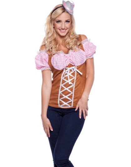 Oktoberfest Korsettopp med Fastsydd Bluse Strl L/XL Oktoberfest Korsettopp med Fastsydd Bluse Strl L/XL