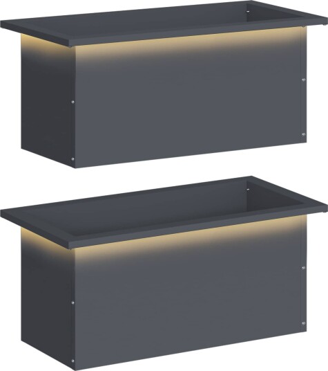 vidaXL Hageplantekasse med LED 2 stk. Antrasitt 30 x 60 x 30 cm Stål
