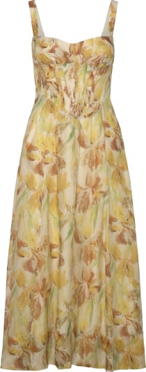 Bardot Adaline Printed Midi Dress   Yellow   XL