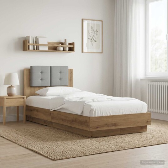 vidaXL Sengestamme med hodegatt Artisan eik 80 x 200 cm Konstruert tre