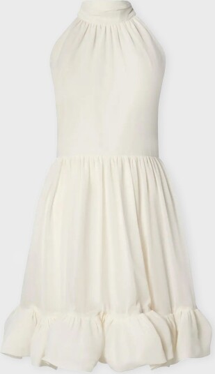 By Malina Kjole Fern Halterneck Ruffled Mini Dress Hvit By Malina Kjole Fern Halterneck Ruffled Mini Dress Hvit