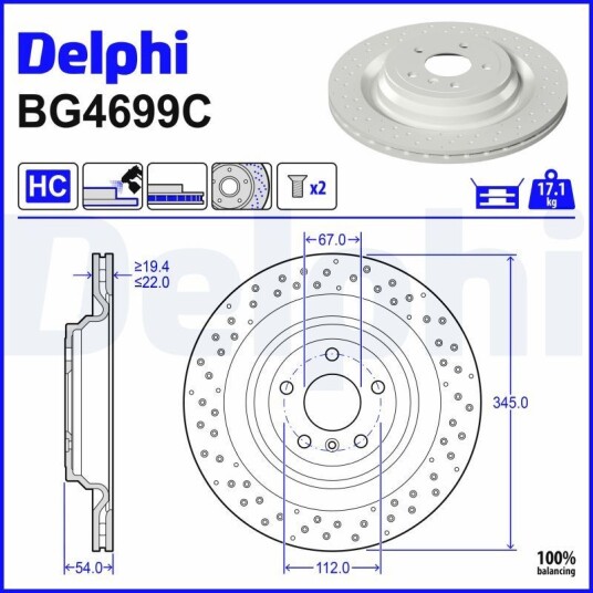 Bremseskive DELPHI BG4699C Bremseskive DELPHI BG4699C
