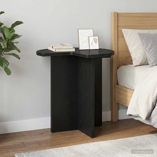 vidaXL Sidetabell med lagring Svart eik Ø 39 x 38 cm Konstruert tre