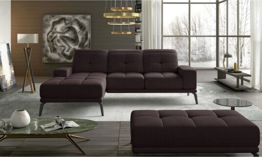 Hjørnesofa Eltap Torrense 265x175x98 cm Mat Velvet 29 Brun Venstre