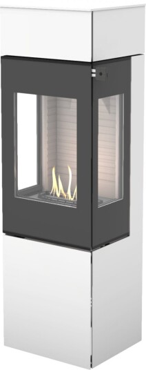 Nexo 140 hvit frittstående biopeis med sideglass og glassdør