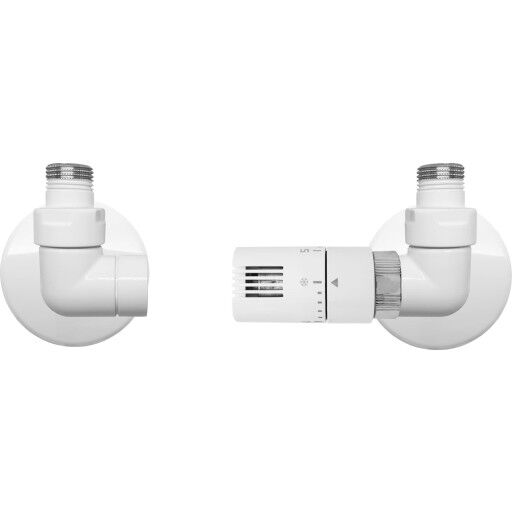 Kriss Corner Rom Ventilsett Med romtermostat, Vinkel, Hvit