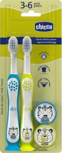 Chicco-120841 Tannbørster Tiger Panda 3–6 Mnd