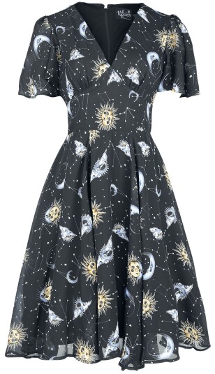 Hell Bunny Middellang kjole Solaris Dress XS til 4XL Damer svart