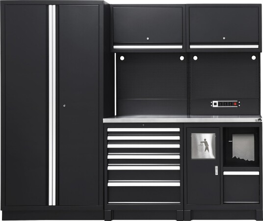 PELA 513303 Verkstedinnredning 2355x573x2000 mm, svart, Garasjeinnredning & oppbevaring