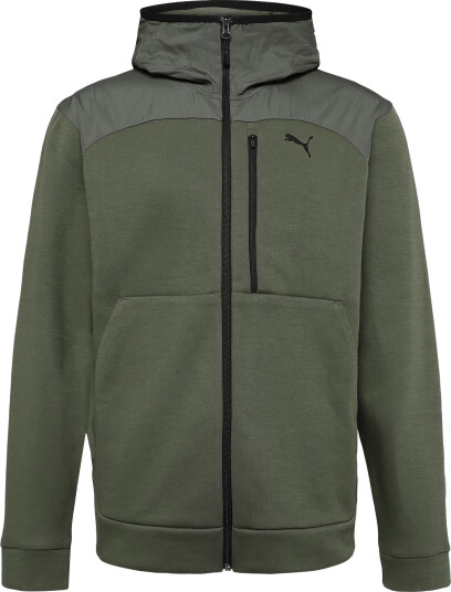 PUMA Pumatech Material Mix Full Zip Hoodie Dk Khaki green S PUMA Pumatech Material Mix Full Zip Hoodie Dk Khaki green S