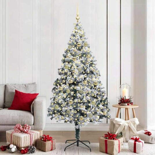  Kunstig juletre med 300 LED grønn 210 cm PVC og Stål og Plast