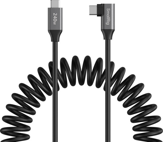 SmallRig USB-C Spiralkabel med 240W Lading og Datatrasfer - Rett/Vinklet