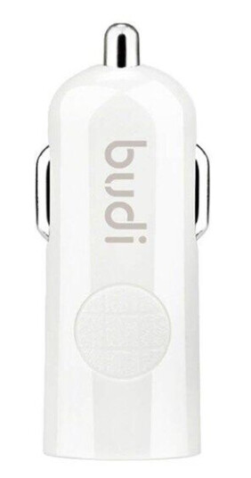 Budi LED car charger  1x USB 2.4A (white)