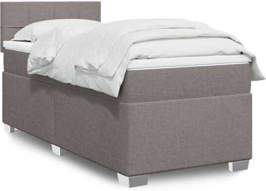 Seng med madrass boksfjær gråbrun 90x200 cm stoff 8721102706578